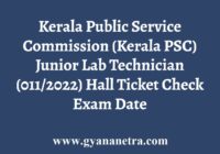 Kerala PSC Junior Lab Technician Hall Ticket