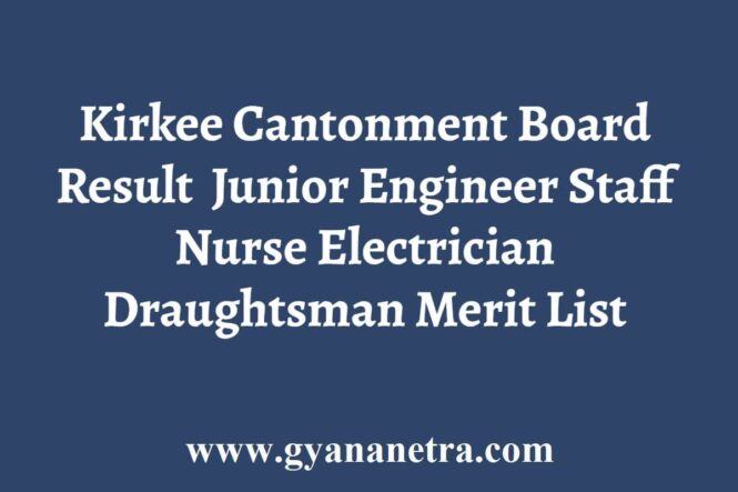 Kirkee Cantonment Board Result