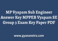 MP Vyapam Sub Engineer Answer Key Paper