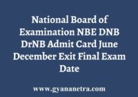 NBE DNB DrNB Admit Card