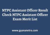 NTPC Assistant Officer Result Merit List