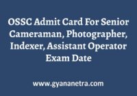 OSSC Admit Card Sr Cameraman Photographer