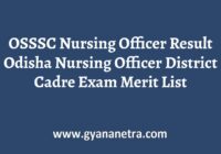 OSSSC Nursing Officer Result Merit List