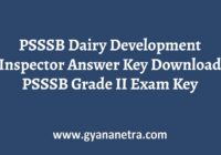 PSSSB Dairy Development Inspector Answer Key