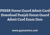 PSSSB Forest Guard Admit Card Exam Date