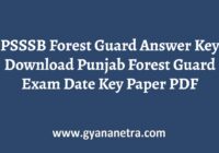 PSSSB Forest Guard Answer Key Paper