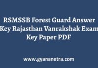 RSMSSB Forest Guard Answer Key Paper