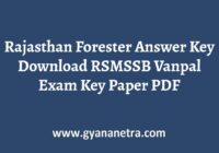 Rajasthan Forester Answer Key Paper Vanpal