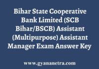 SCB Bihar Answer Key
