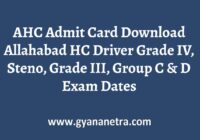 AHC Admit Card Exam Date