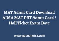 AIMA MAT Admit Card Download