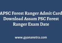 APSC Forest Ranger Admit Card