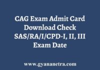 CAG Exam Admit Card Download