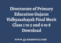 DPE Gujarat Vidhyasahayak Final Merit List