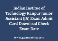 IIT Kanpur Junior Assistant Admit Card