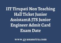 IIT Tirupati Non Teaching Hall Ticket