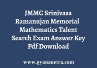 JMMC Mathematics Talent Search Exam Answer Key