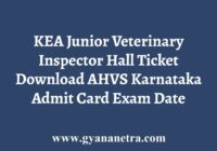 KEA Junior Veterinary Inspector Hall Ticket