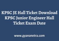 KPSC JE Hall Ticket Exam Date
