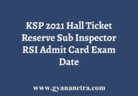 KSP 2021 Hall Ticket