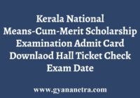Kerala NMMSE Admit Card