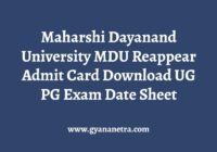 MDU Reappear Admit Card