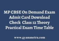 MP CBSE On Demand Exam Admit Card