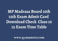MP Madrasa Board Admit Card
