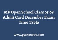 MP Open School Admit Card Class 05th 08th
