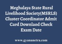 MSRLS Cluster Coordinator Admit Card