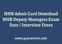 NHB Admit Card Exam Date