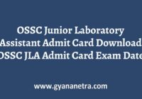 OSSC Junior Laboratory Assistant Admit Card