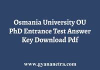 OU Phd Entrance Answer Key