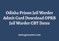 Odisha Prison Jail Warder Admit Card