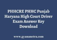 PHHCRE PHHC Punjab Haryana High Court Driver Exam Answer Key