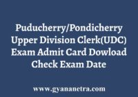 Puducherry UDC Admit Card