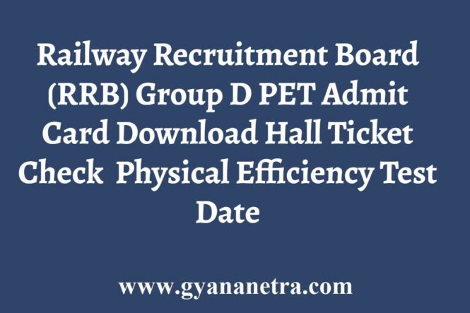 RRB RRC Group D PET Admit Card