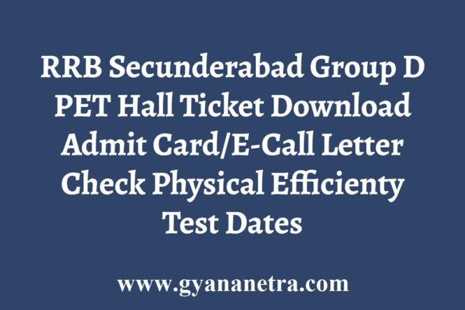 RRB Secunderabad Group D PET Hall Ticket