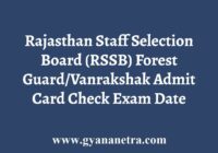 RSSB Forest Guard Admit Card