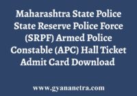 SRPF Admit Card Hall Ticket Download