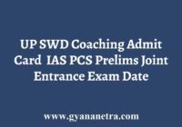 SWD Coaching Admit Card
