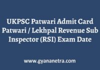 UKPSC Patwari Admit Card