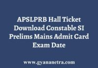 APSLPRB Hall Ticket Download