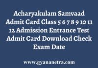 Acharyakulam Samvaad Entrance Test Admit Card
