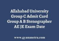 Allahabad University Group C Admit Card