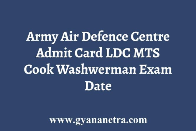Army Air Defence Centre Admit Card