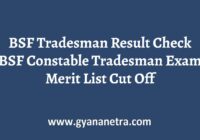 BSF Tradesman Result Merit List
