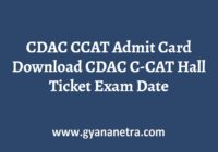 CDAC CCAT Admit Card Exam Date