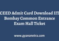 CEED Admit Card Exam Date
