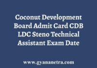Coconut Development Board Admit Card
